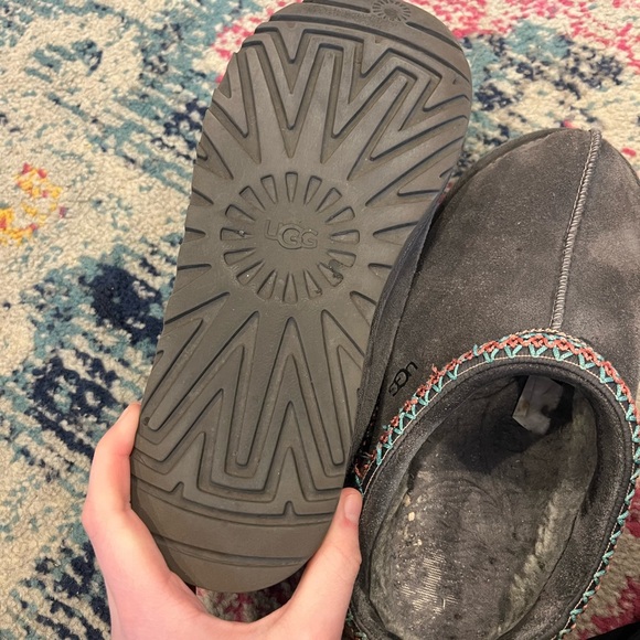 UGG Suede Slip-On Clog Gray with Multicolor Trim EUC - Picture 4 of 7